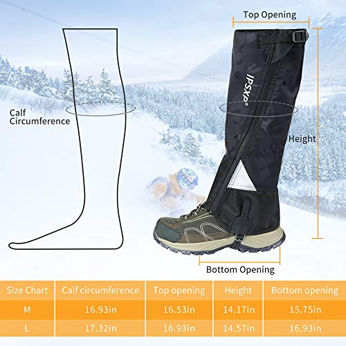 IPSXP Leg Gaiters Waterproof Snow Tear-Resistant Gaiters Zipper Design Gaiters Oxford Nylon Fabric Breathable Leg Cover, Suitable for People Outdoor Travel Hunting Camping Skiing Climbing (Medium) - Thumbnail 6