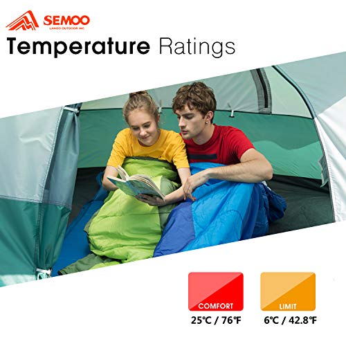 SEMOO Sleeping Bag, Portable Lightweight Water Resistant Temp Rating 42.8F/6C, Comfort 3 Season Envelope Sleeping Bags with Compression Sack Green