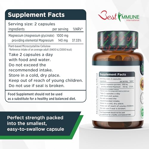 Buy Magnesium Glycinate - 1000mg Of Magnesium - 120 High Strength S Per Serving Magnesium Glycinate Vegan Supplement Nervous System And Immune System Support By Raw Powders