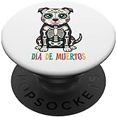 Cute Pitbull Dog Sugar Skull Fun Dia de Muertos Calavera PopSockets Adhesive PopGrip