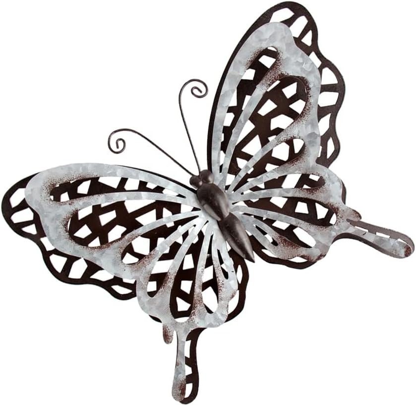 Plaques & Wall Art - HONGLAND Metal Butterfly Wall Decor 3D Wall Art Indoor Outdoor Metal Wall Decoration for Garden Patio Fence Living Room