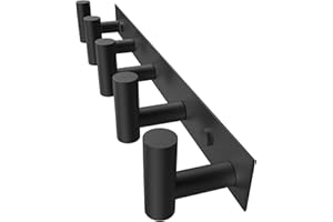 PMMASTO Coat Rack Wall Mount, T Shaped Wall Hooks with 5 Coat Hooks for Hanging Hat Towel Robes(Black, 1 Pack)