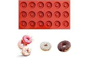 YMPEKA Donut Mold Silicone for Baking Mini Donut Pan 18 Cavity Doughnut Baking Mold Tray BPA Free and Dishwasher Safe, Non-st