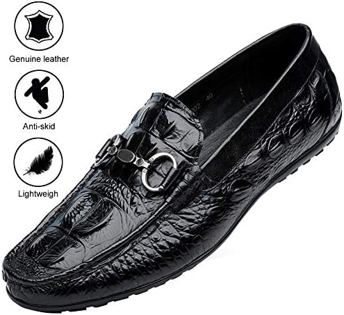 Cassa Leeni Men's Driving Shoes Loafer Slip On Shoes for Casual Formal Dress Crocodile Leather Shoes