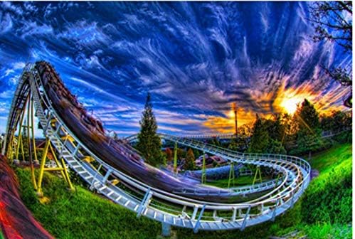 song710 Roller Coaster Mosaic 5D Diamond Set Of Embroidery Kit Sunset Landscape Pictures Of Rhinestones Diamond Painting 40X50CM
