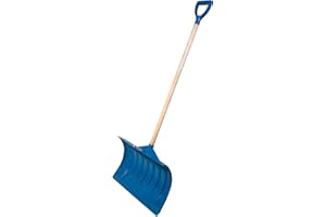 Farm-TUFF Heavy Duty Multi-Purpose Shovel - Snow, Barn, Grain, Industrial Use - Large Non-Stick Blade & Ash Hardwood D-Grip Handle - Durable & Lightweight Utility Scoop - Blue, 21.8in