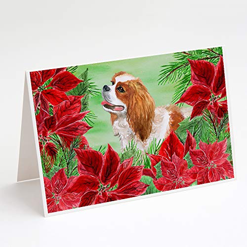 Caroline's Treasures CK1311GCA7P Cavalier Spaniel Poinsettas Greeting Cards and…