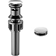 Bathroom Sink Drain with Overflow, PureHome Bathroom Sink Stopper, Pop Up Bathroom Drain Stopper Sink Plug - Engineering Plastic Material - Polished Chrome