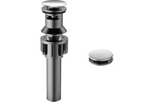 Bathroom Sink Drain with Overflow, PureHome Bathroom Sink Stopper, Pop Up Bathroom Drain Stopper Sink Plug - Engineering Plastic Material - Polished Chrome