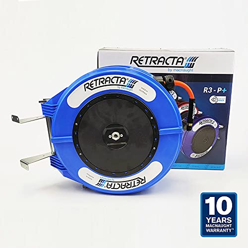 Macnaught Retractable Air/Water Hose Reel with 1/2 in. x 65 FT Hybrid Hose, 10 Year Warranty