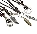 FIBO STEEL 4 Pcs Alloy Vintage Pendant Necklace for Men Women Leather Chain Adjustable,Brown
