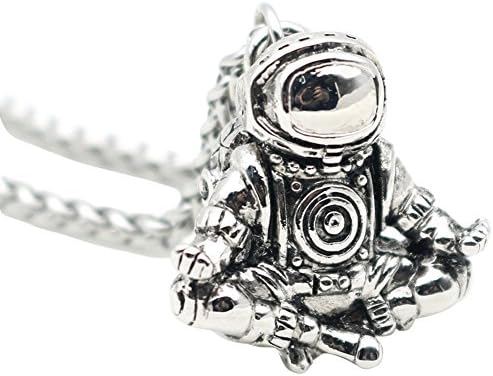 Linisorn Astronaut Pendant Necklace Galaxy Universe Spaceman Meditation Retro Stainless Steel Chain