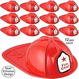 Anapoliz Kids Firefighter Hat | 12 Pcs Plastic Fire Hats for Kids | Double Axe Fire Chief Theme Party | Fun, Safe, Soft Firefighter Helmet Costume Dress Up Accessory