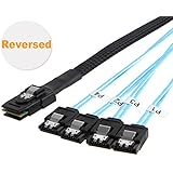 CableCreation [Reversed Cable] Mini SAS 36Pin (SFF-8087) Male to 4 SATA 7Pin female Cable, Mini SAS (Target) to 4 SATA (Host) Cable, 0.5M