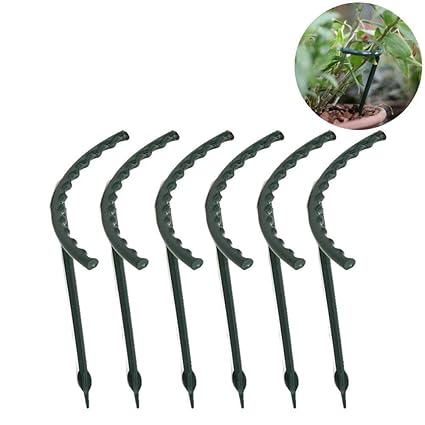 ASAN 6Pcs Plant Support Stakes Plastic Arcuated DIY Garden Pot Lodging-Resistant Flower Supports Climbing Trellis