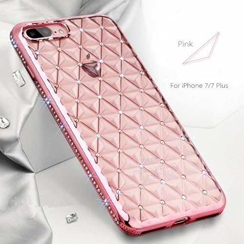 iPhone7 Plus case, Luxury Diamond Bling Glitter Faceplate for iPhone7 Plus 5.5 Pink