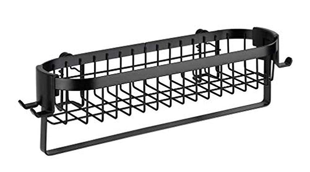 Wenko Classic Plus Black Steel Wall Shelf with Hooks, 35 x 10.5 x 12.5 cm, Black, 35 x 10,5 x 12,5 cm