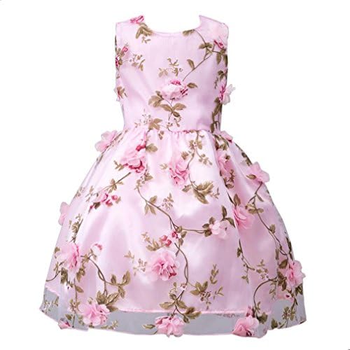 TAORE Girl Dress Kids Pageant Tutu Dress Ruffles Lace Party Wedding Dresses (8T, Pink E)