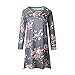 Xuan2Xuan3 Women Floral Print Long Sleeve Tunic Loose Casual Short Shirt Mini Dress