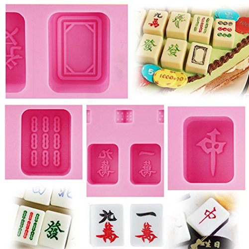 Yunko The Intact Chinese Mahjong 1:1 Chocolate Ice Cube Soap Candy Mold Silicone Cake Decor (2 Pack)