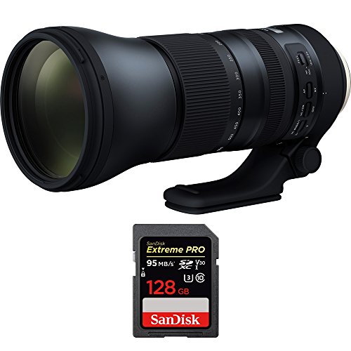 Tamron SP 150-600mm F/5-6.3 Di VC USD G2 Zoom Lens For Nikon Mounts (AFA022N-700) With Sandisk Extreme PRO SDXC 128GB UHS-1 Memory Card