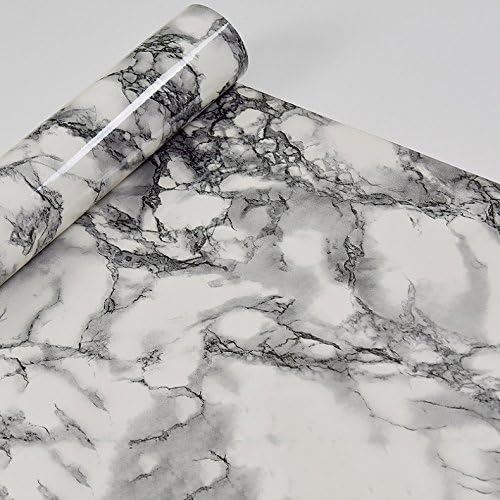 GOUZI Thick pvc faux marble sticker width 61 cm x3 m, black on white Wall sticker Removable wall sticker For Bedroom Living Room Background Wall Bathroom Study Barber Shop