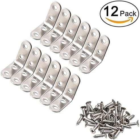 Zapour 12 Pack 40 by 40 mm Corner Brackets Corner Brace Angle Brackets with 48 Pack Screws