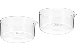 PATIKIL 250ml Crystallizing Dish, 2 Pcs Borosilicate Glass Crystallizing Dished with Spout Flat Bottom Lab Dish Evaporation Dishes Transparent for Laboratory Kitchen Science Classroom