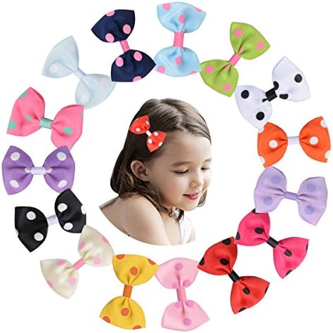 WallyDeals 3" inch Grosgrain Ribbon Hair Pin Bows Barrette Alligator Clip For Girl Teens Kids Babies Toddlers Pack of 16