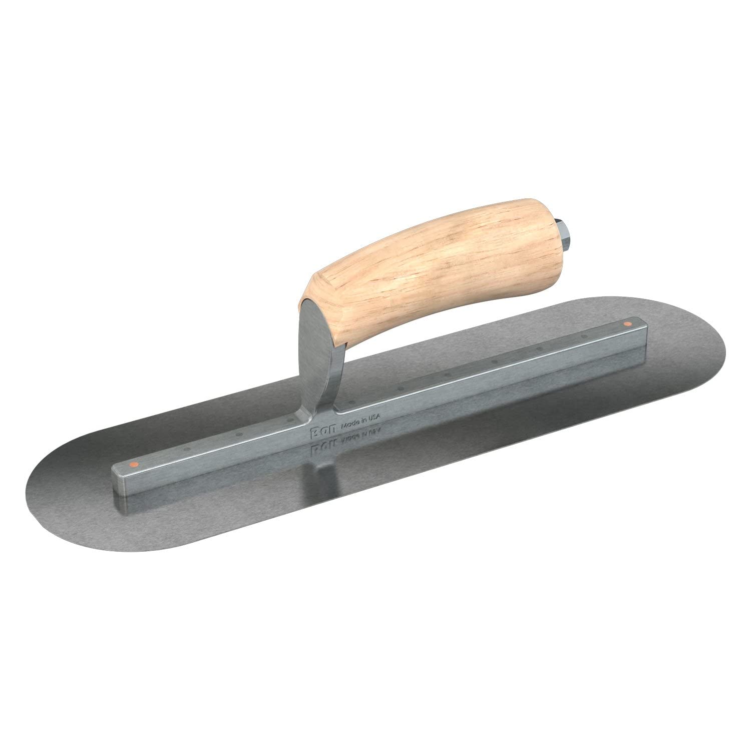 Bon 66-193 Finish Trowel - Round - Carbon Steel - 14 X 4 - Wood - Long Shank