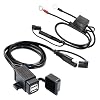 MOTOPOWER 3.1Amp Waterdichte Motorfiets Dubbele USB Lader met Gesmolten SAE Ring Terminal Kabelboom