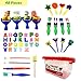 Lumsburry 47pcs Kids Art and Craft Early Learning Painting Sponges Stamper Mini Paint Brushes Kit with 26 English Alphabets Drawing Tools (with Box)