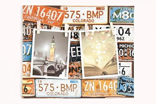 Warmerly Creative Fabric Cloth Art Photo Clip Board Photo Frame Photo Holder(6 styles, 4 Sizes)for your chose,for Home Decor and as Best Gift(25x30, Orange License plate)