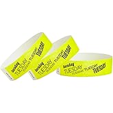 500 WristCo Tuesday Neon Yellow Tyvek Wristbands for Events - ¾” x 10” - Waterproof Recyclable Comfortable Tear Resistant Paper Bracelets Wrist Bands for Concerts Festivals Admission Party