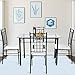 Tangkula 5 Piece Dining Table Set Glass Top Metal Dining Set Kitchen Breakfast Furniture Dinning Table with Chairs