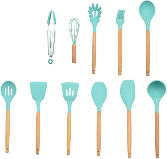 Wudhrnu 9/10 / 12st Silikon Kochutensilien Set Non-Stick Spatel