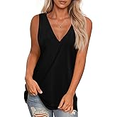 LONGYUAN Women's Summer Tank Tops V Neck Sleeveless Shirts S-3XL