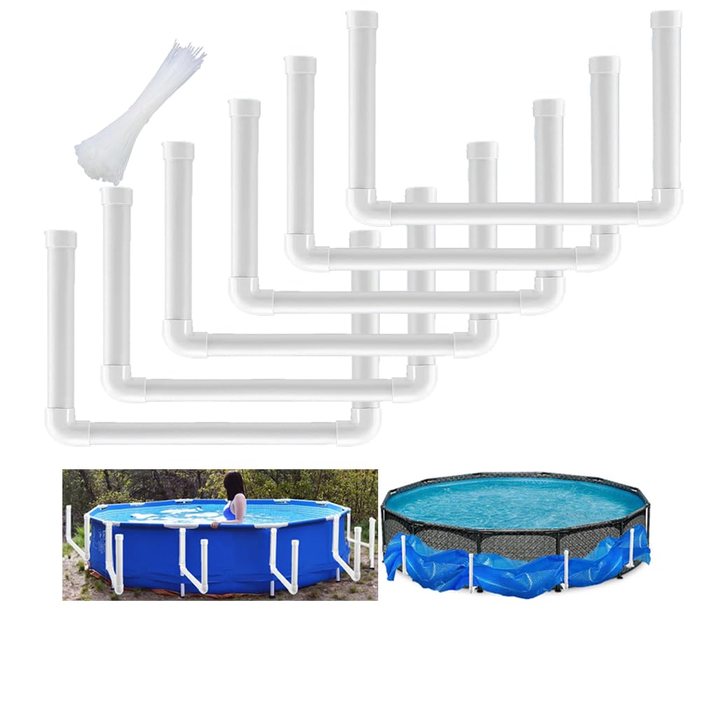 Photo 1 of 6 Pack Solar Pool Cover Holder for Above Ground Pool - Solar Pool Cover Hooks for Above Ground Pool Accessories - U-Shape Solar Saddle Pool Cover Tube Pipe Holder Storage