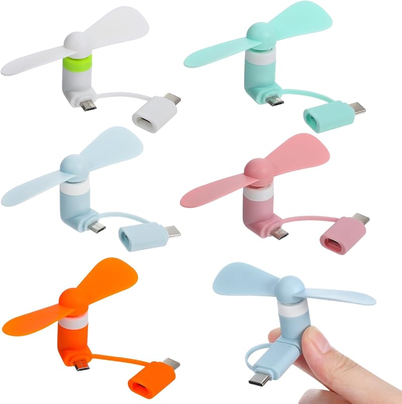 UKCOCO 5pcs Portable USB Type C Mini Phone Fan - Random Color Smartphone Cooler