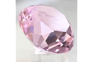 Yiasangly 60mm Crystal Glass Diamond Shaped Decoration, Crystal Diamond Paperweight Jewelry for Home Office Decor, Wedding Centerpieces Decoration, Valentine's Day Gift - Pink