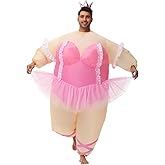 Poptrend Inflatable Ballet Costumes for Adult Funny Blow up Fat Costume with Crown Headband Halloween Party Role Play (Pink)