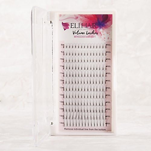 ELIHAIR4D Premade Volume Eyelash Extensions Mix Length 8-14mm Russian Cluster Individual Eyelashes C Curl (4D Fans, C Curl)