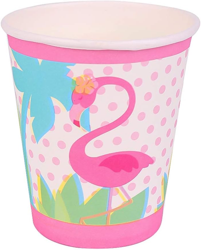 Jyuesi Excellent Flamingos Theme Cartoon Party Set Tableware Plate Napkins Banner Birthday Candy Box Baby Shower Party Decoration in fine style(None Paper cups 10)