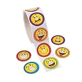 Fun Express Goofy Smile Face Sticker Rolls. (100 Stickers Per Roll, Shrink-Wrapped)