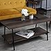 Sekey Home Coffee Table, 2-Tier Cocktail Table with Storage Shelf for Living Room, Wood（MDF） Look Accent Furniture with Metal Frame, Easy Assembly,Smoky Oak