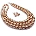 KOSMOS-LI 3 Layer Brown Color Imitate Pearl Bead Strand Necklace