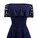 Changuan Women's Vintage Floral Lace Off Shoulder A-Line Cocktail Party Swing Dress Navy-Medium