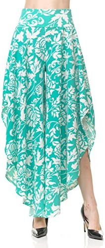 JDJ CO. Women's Layered Wide Leg Flowy Cropped Palazzo Pants, 3/4 Length High Waist Palazzo Wide Legs Capri Pants