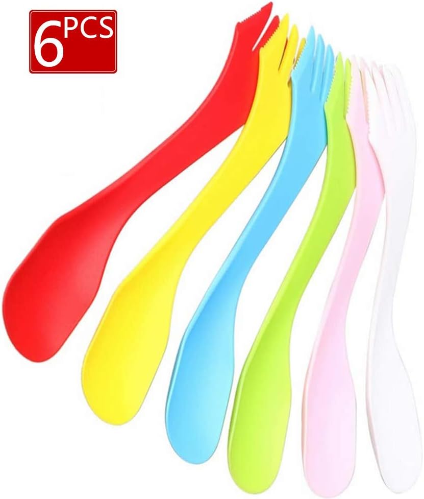 NA 6Pcs Plastic Spork Lightweight & Strong All In One Camping Cutlery