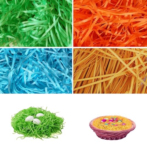Photo 1 of Menetop 4 Colors Easter Grass Raffia Paper Craft Shredded Paper Grass for Easter Baskets and Gift Wrapping - 14oz Easter Grass Filler for Easter Party Decorations